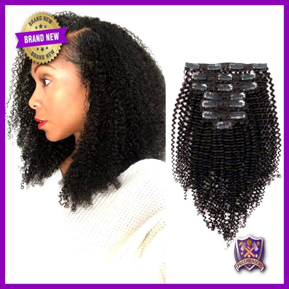 Curly Clip-In Hair Extensions 100% Remy Human Hair 3C 4A Kinky Screw Curls